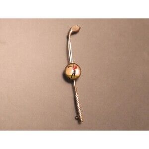 Vintage Golf Reverse Glass Essex Crystal Brooch Pin